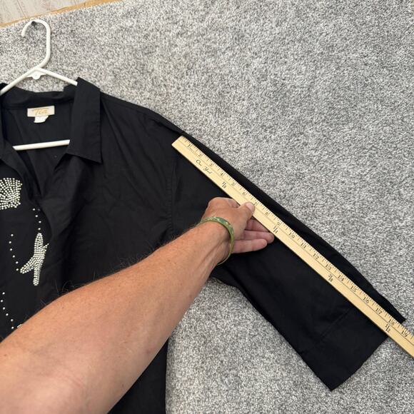 Vintage Y2K Tia Designs Shirt 1X Sea Shell Starfish Embellished Nautical Chic - Picture 4 of 9